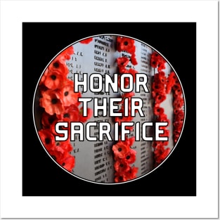 Honor Their Sacrifice Memorial with Red Poppy Flowers (MD23Mrl006c) Posters and Art